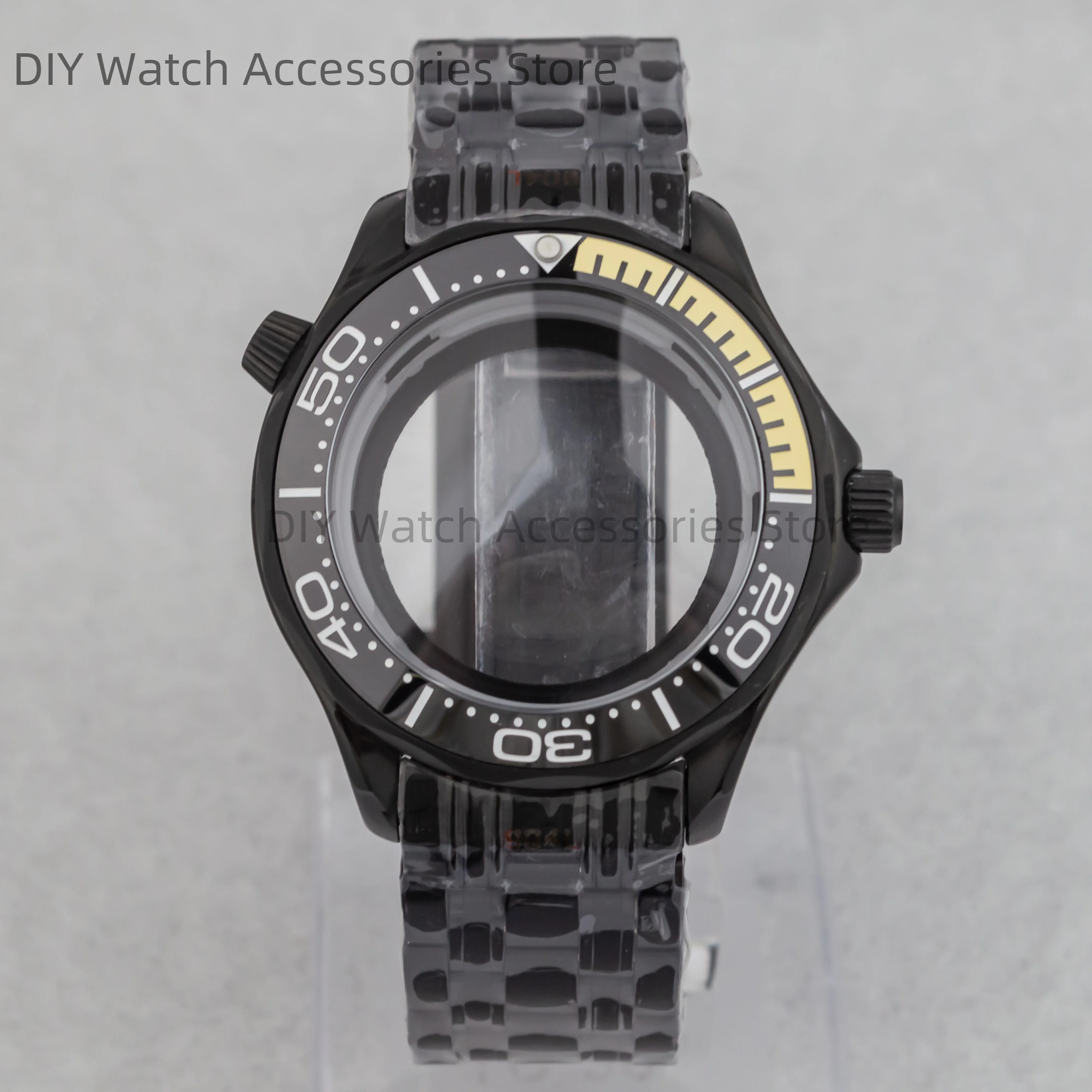 NH35 Watchcase for Seamaster 300 Case 5ATM Waterproof Stainless Steel Strap Black Case fit NH35 NH36 Movement Watch Accessories