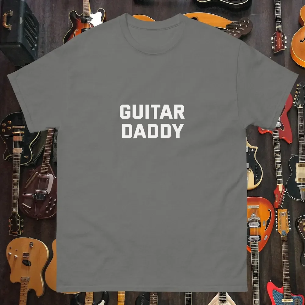 Guitar Daddy Father'S Day Musician Shirt Stratocaster Strat Electric Band Tee Vintage Style Center Funny Birthday Dad Gift