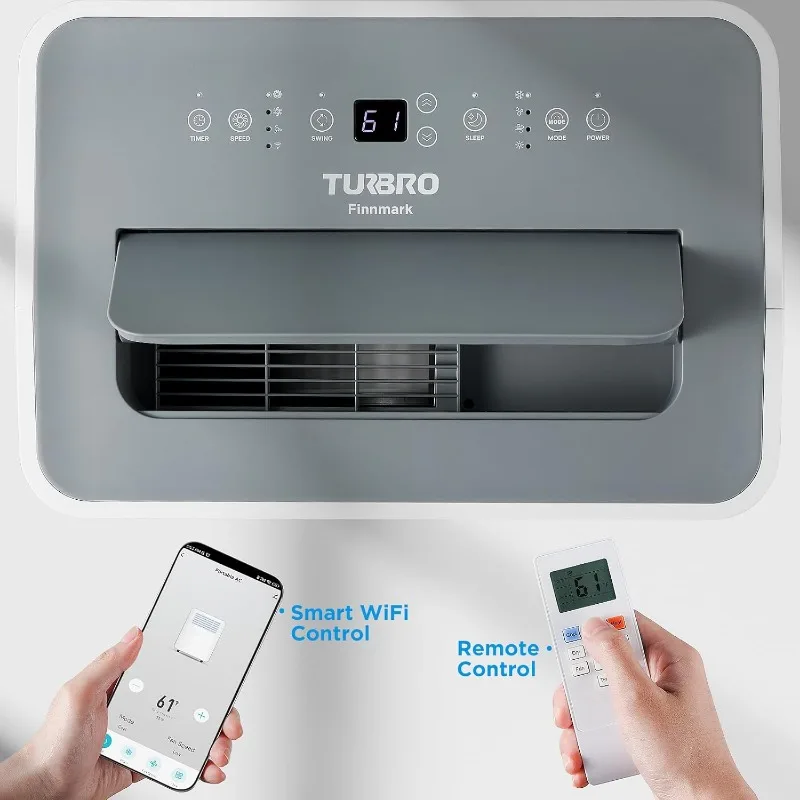 Turbro-ポータブルエアコンとヒーター、除湿機、3速ファン、最大600平方、14,000 btu ftの部屋をカバー