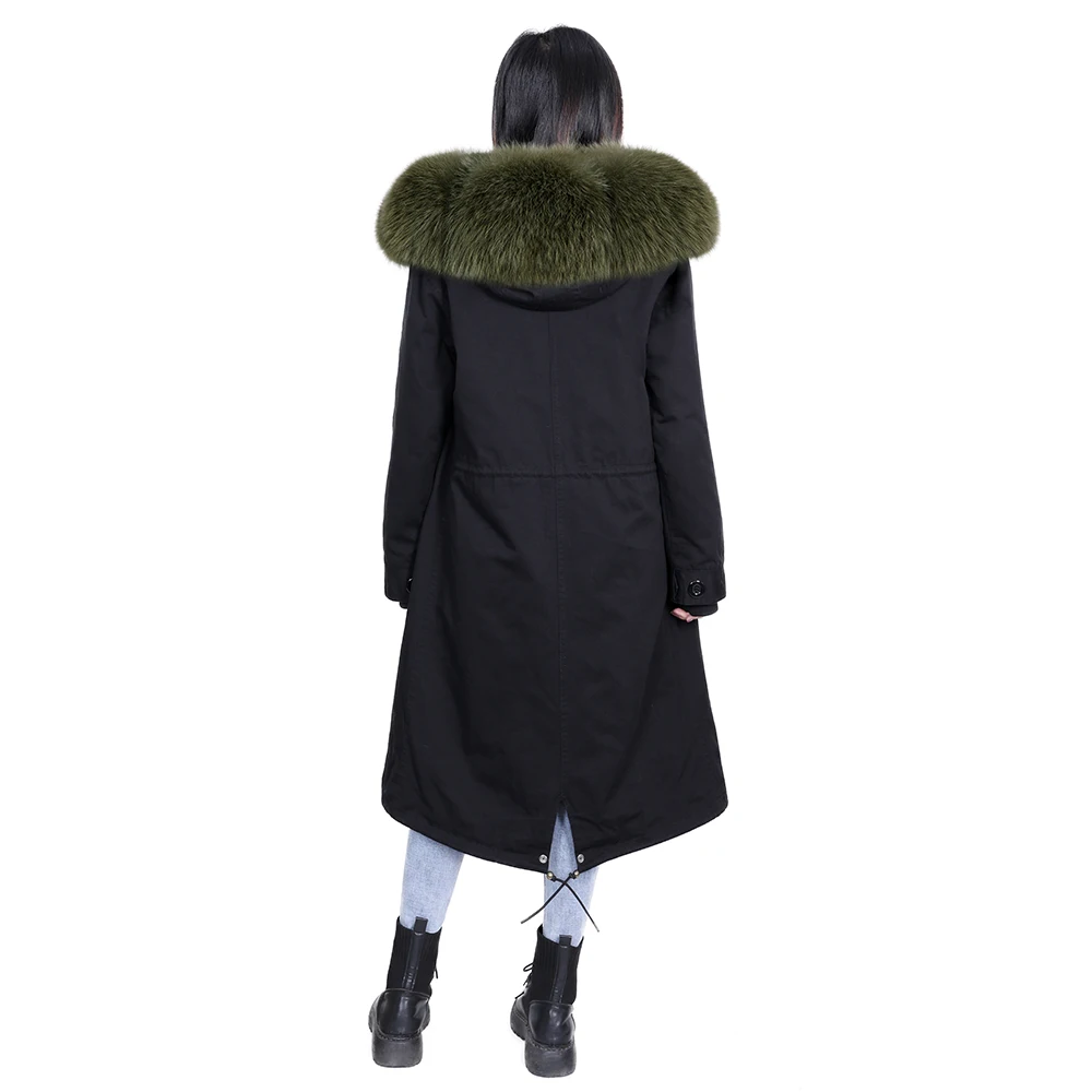 2020 new style fox fur collar access control fur over the knee detachable rabbit fur liner long pie overcoming coat