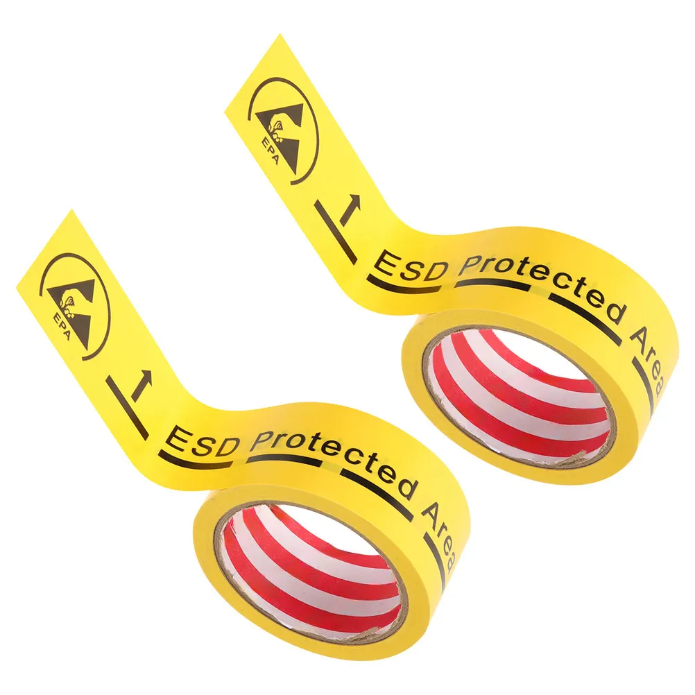 2 Rolls Safety Warning Tape Electrostatic Caution Sticker for Indoor Outdoor Use Electronic Packaging Lab Boxes Anti Static