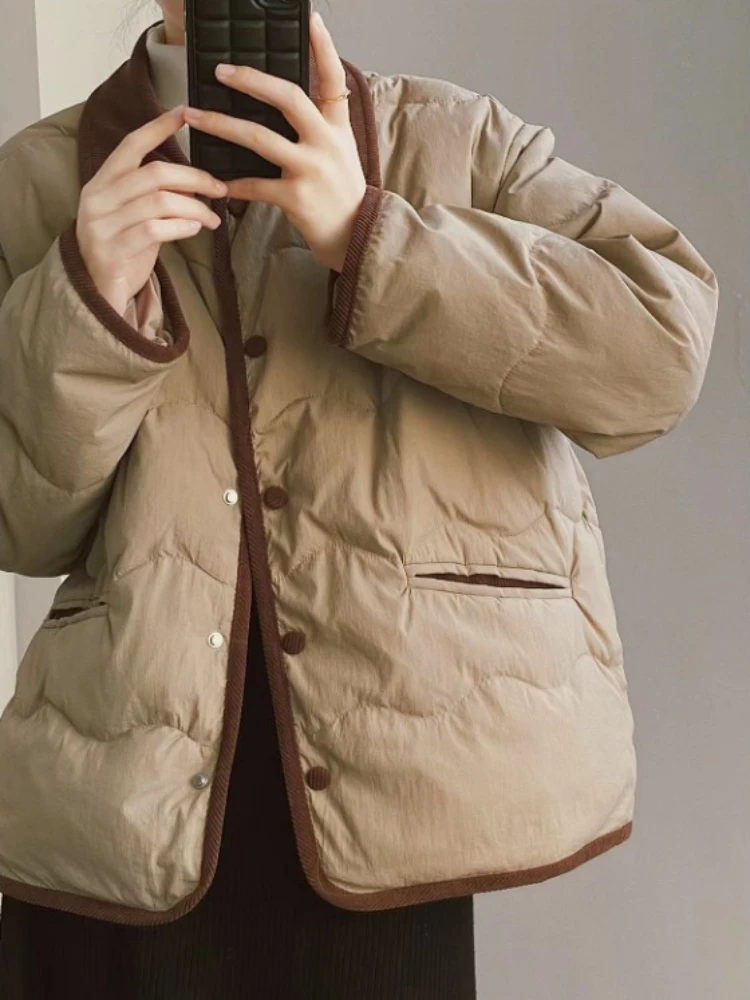 Woman Clothing White Duck Down Jacket Winter New Fashion Temperament Versatile Lapel Small Fragrant Wind Warm Coat Down Coats