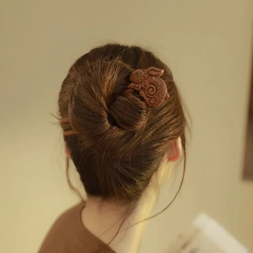 Wood Wooden Hair Stick Butterfly Animals Chinese Style Hairpin Cat Hair Sticks for Long Hair Hanfu Headwear