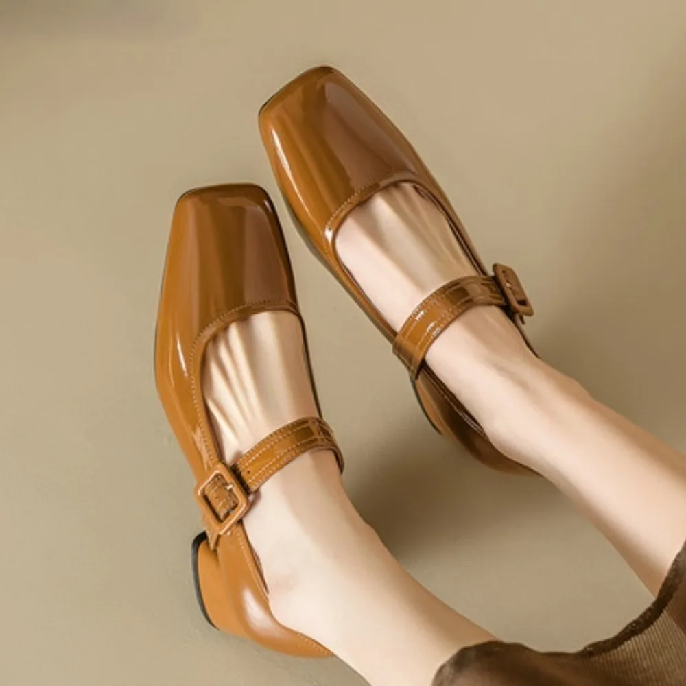 

High Heels Platform Pumps 2025 spring Ankle Buckle Thick Heeled Mary Jane Shoes Woman genuine Leather Office Pumps Female