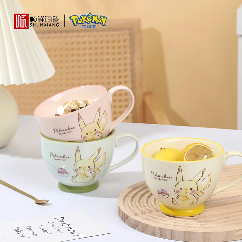 SHUNXIANG Pokémon Licensed Breakfast Oat Cup Cartoon Pikachu Ceramic Mug Coffee Cup Anime Theme Home Water Cup Drinkware Gifts