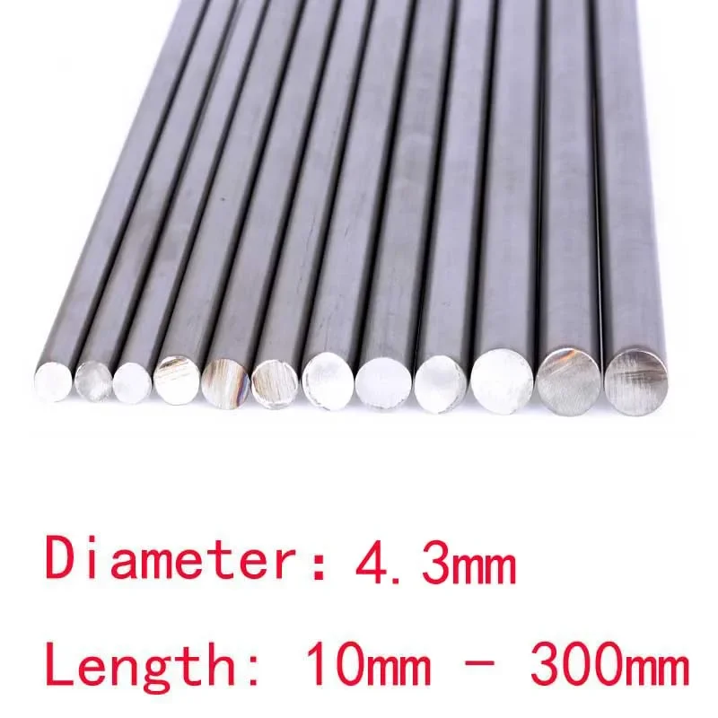 4.3mm Diameter 304 Stainless Steel Solid Round Bar Pin Rod 10mm 30mm 50mm 90mm 100mm 120mm 150mm 180mm 200mm 250mm-300mm Long