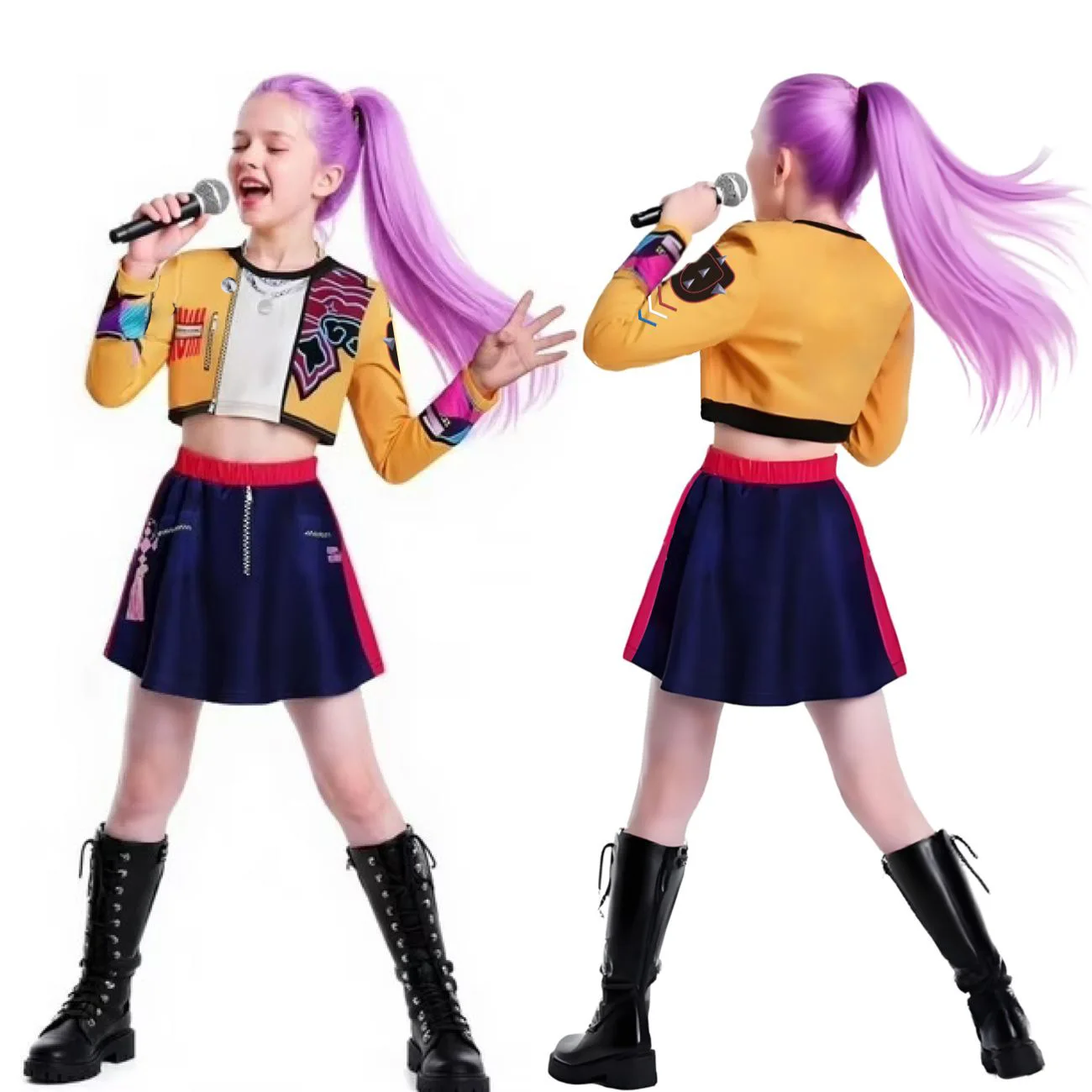 

New KPop Demon Hunters Cosplay Costume Kids Stage Performance Outfits Girls Halloween Party Uniform Children Fancy Dress Up Suit