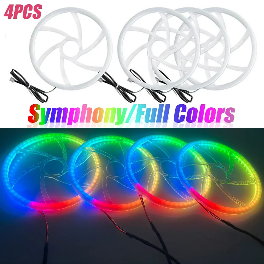 4PCS  LED Car Sound Speaker RGB Symphony 64 Color Ambient Light Interior Decoration Acrylic APP Control Atmosphere Lamp