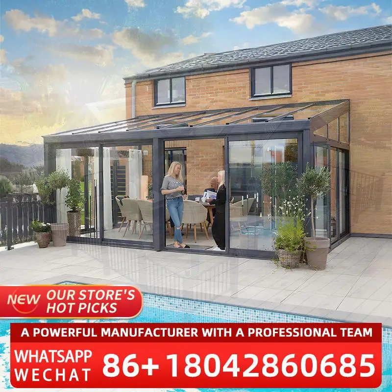 

Double Tempered Glass Skylight Roof Window Aluminium Sunroom Conservatory Solarium for Patio Garden Backyard sunroom