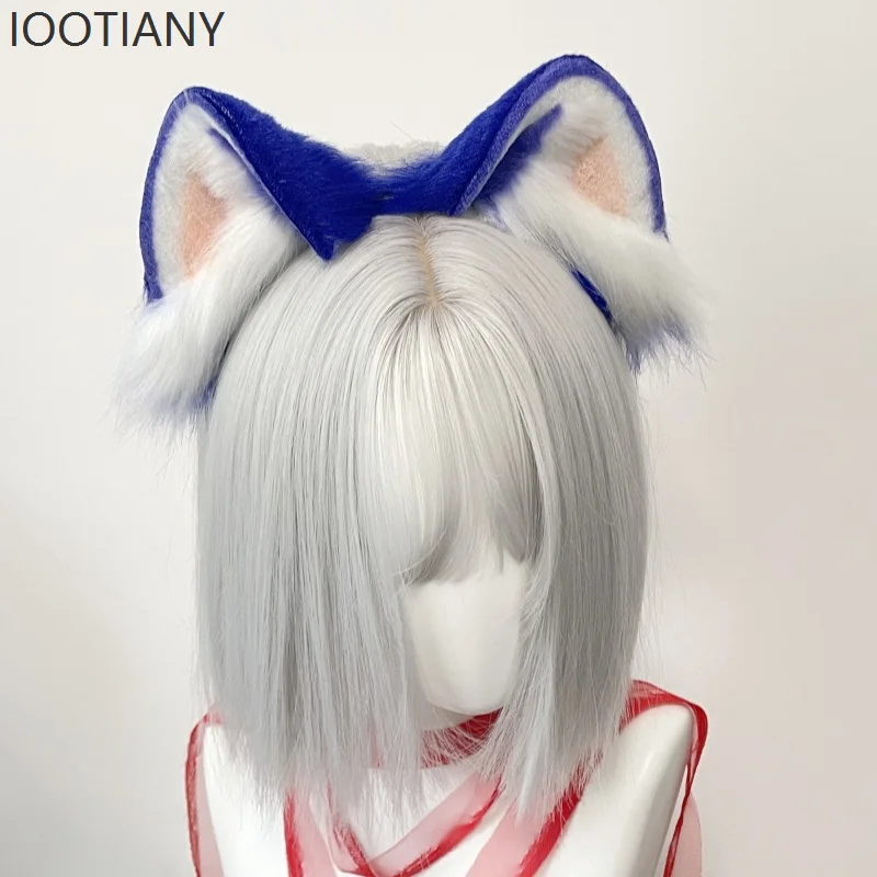 Bandeau hérisson Anime, coiffure d'oreille de chien bleu, coiffure Lolita en peluche, exposition de bande dessinée, accessoires de jeu de rôle de fête