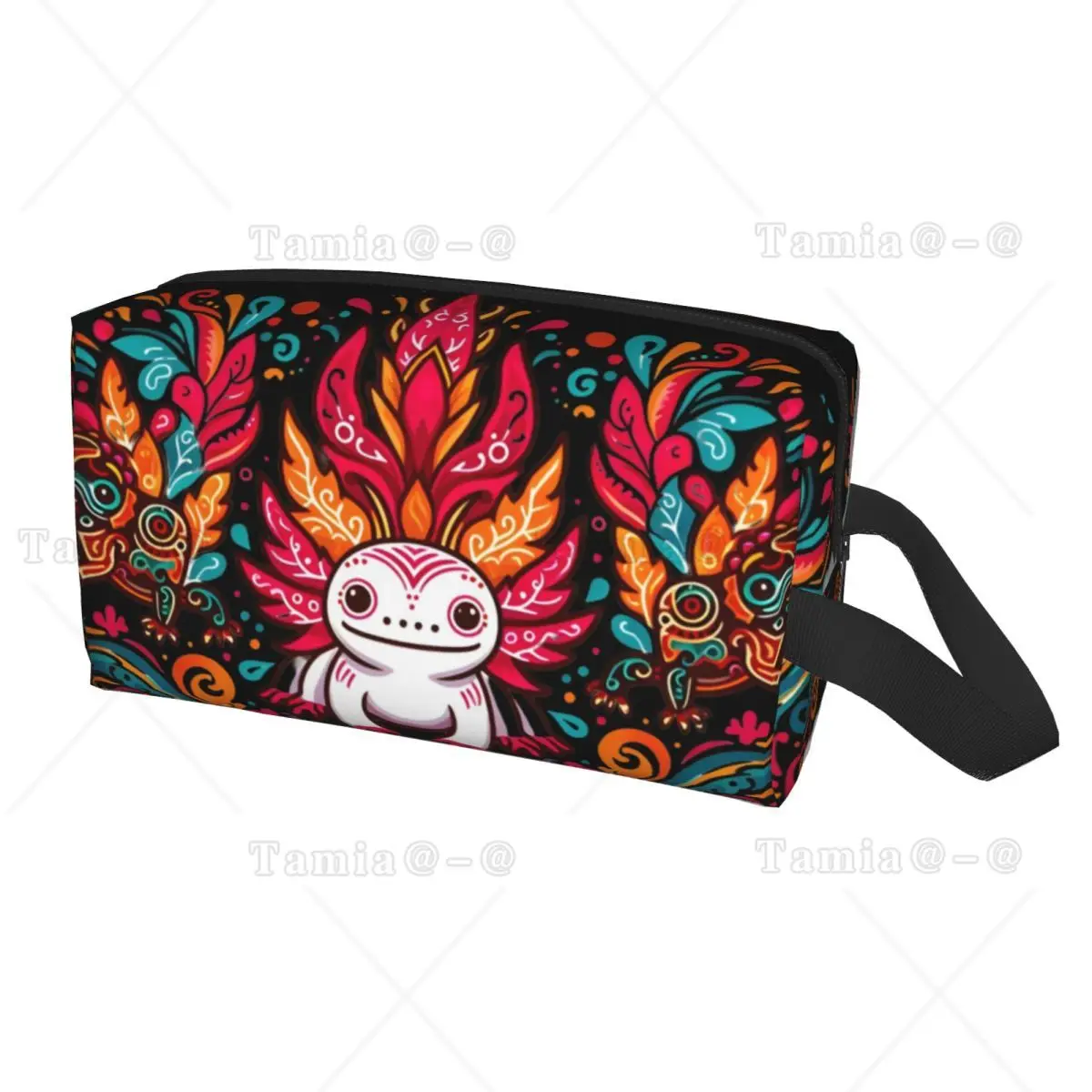 

Custom Mexican Otomi Axolotl Pattern Travel Cosmetic Bag for Women Makeup Toiletry Organizer Lady Beauty Storage Dopp Kit