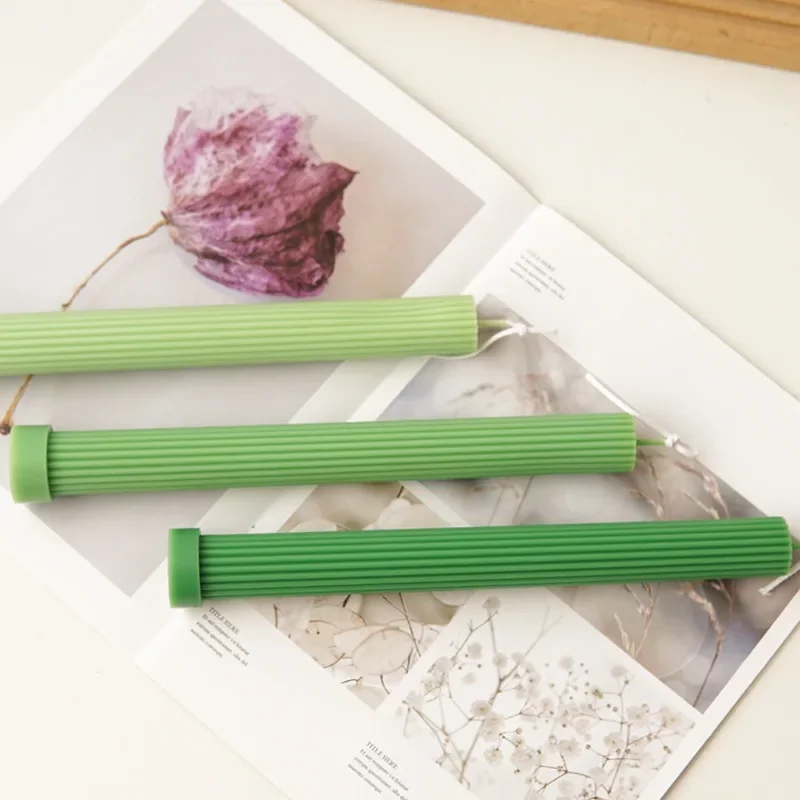 27cm Long Pole Cylindrical Candle Mold DIY Pinstripe Cylindrical Candle Making Supplies Easy To Release Durable Plastic Mould