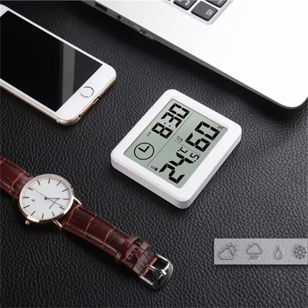 Large LCD Screen Digital Temperature Humidity Table Clock Automatic Monitoring Multifunction Electronic Desk Clock gallery 5