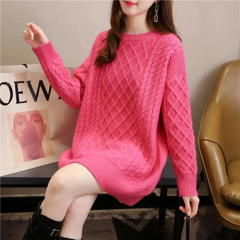 

Women's New Knitwear Mid-Length Base Layer Shirt Inner Wear Loose Plus Size Slimming Outerwear Autumn Winter Casual Top M104