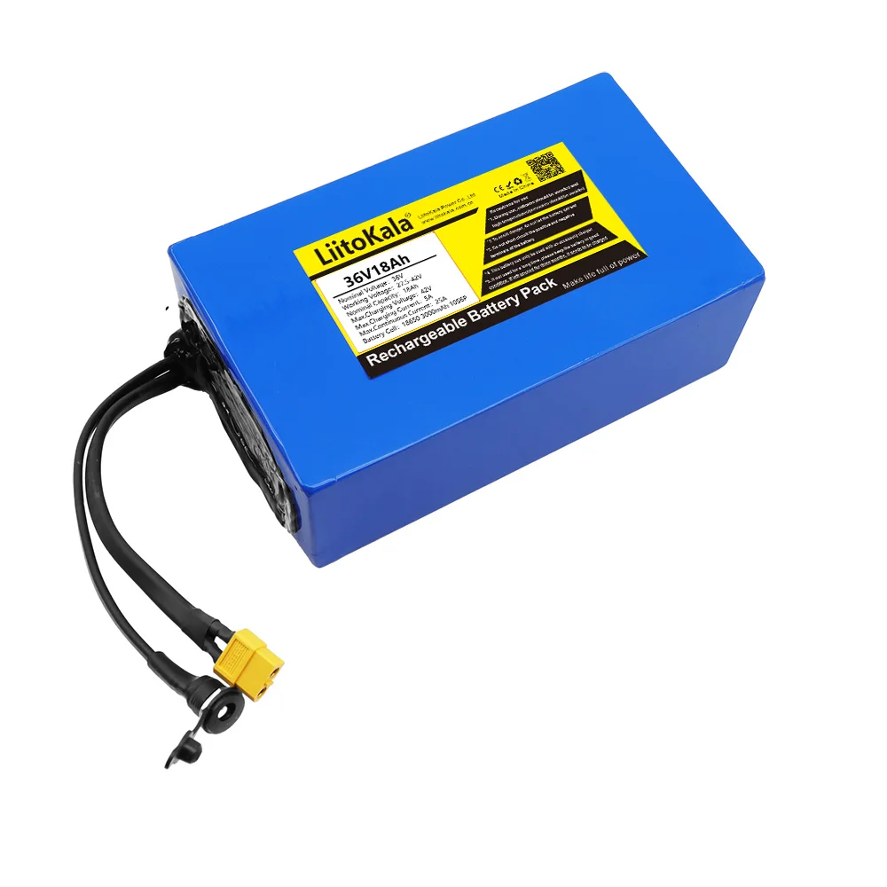 LiitoKala 36V18Ah Electric Bike Battery Built in 20A BMS Lithium Battery Pack 36 Volt with 2A Charge Ebike Battery