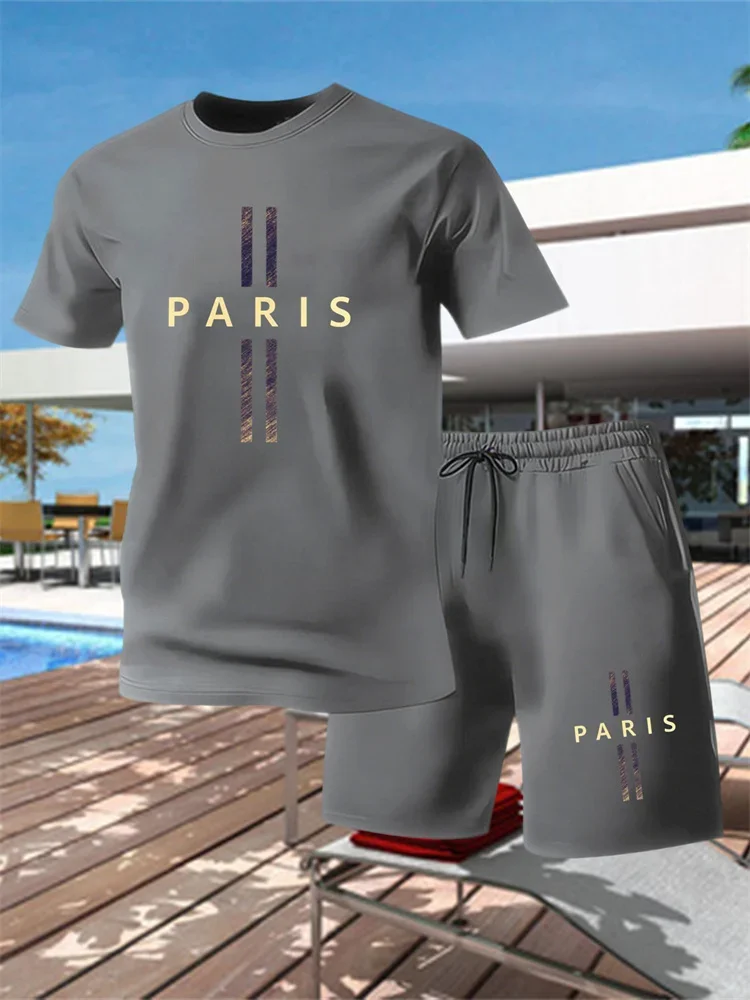 

Fashion Street Style Mens Cross Graphic Print Tee And Athletic Shorts 2Pcs Suit Holiday Daily Casual Men Clothing Set