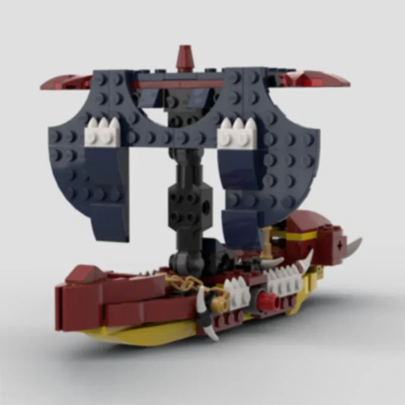 Modelo de vista a la calle, ladrillos de construcción MOC, elemento de dragón vikingo, velero, tecnología Modular, regalos, vacaciones, montar, traje de juguete para niños