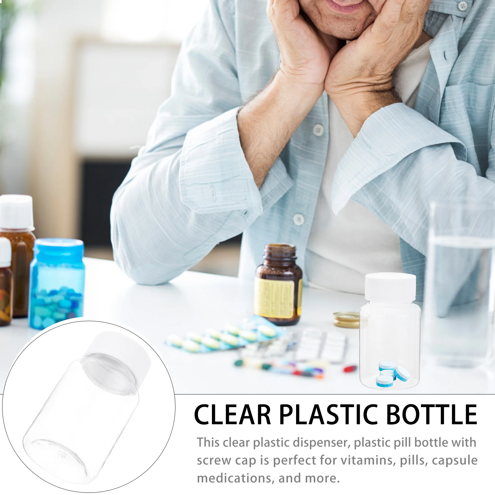 

20 pcs 80Ml Clear Plastic Container Bottle For Pills Vitamins Capsules Storage Medicine Organizer Screw Lid Dispenser