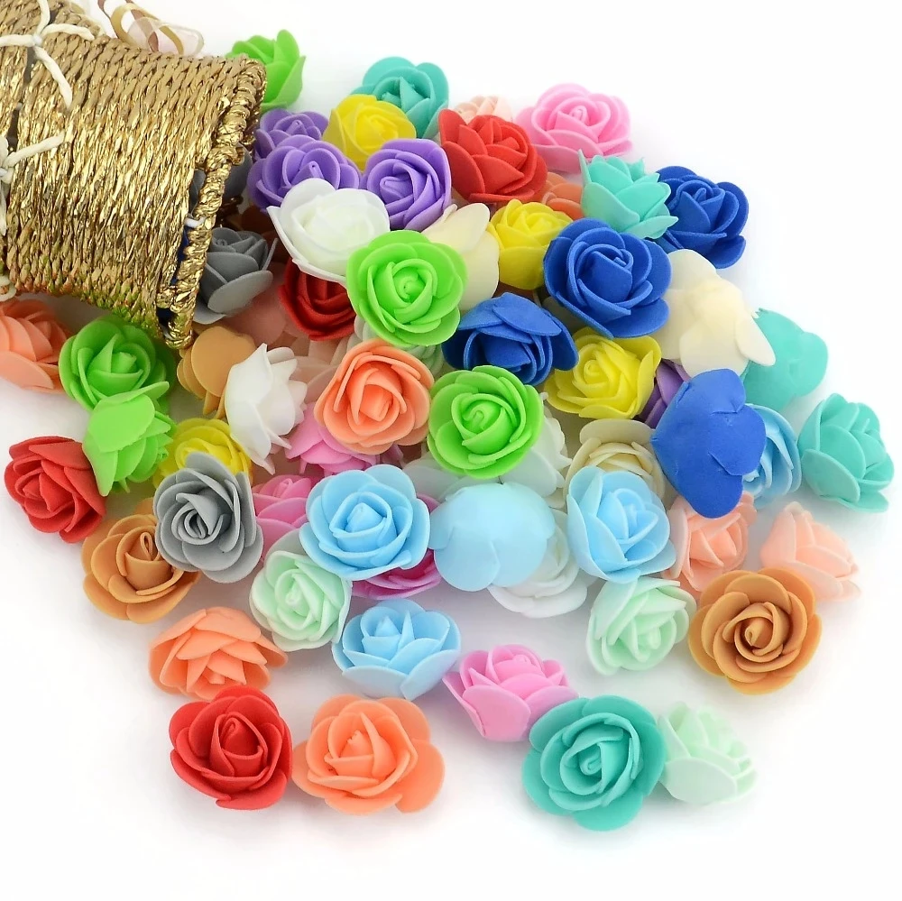 Mini PE Foam Rose Flower Head, Artificial Flowers,Handmade,DIY,Wedding,Home Decoration, Festive & Party Supplies, 50Pcs per Bag