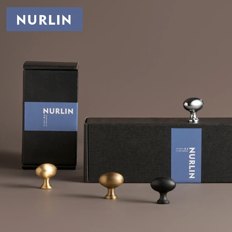 Nurlin Solid Brass Cabinet Knobs Gold Bright Chrome Silver Antique Bronze Black Furniture Handles CH109