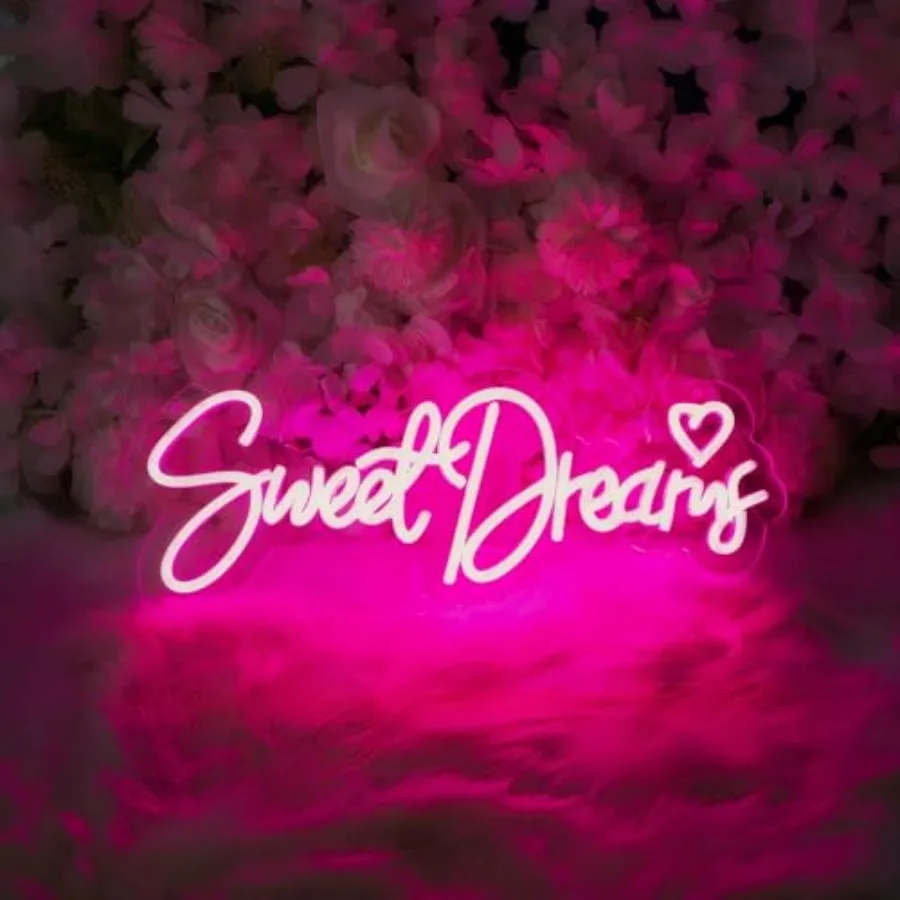 

Dreams Sign Pink Letter LED Lights for Bedroom Wall Decor Words USB Powered Light Up Sign for Furniture shop Room Decor Wall Ha