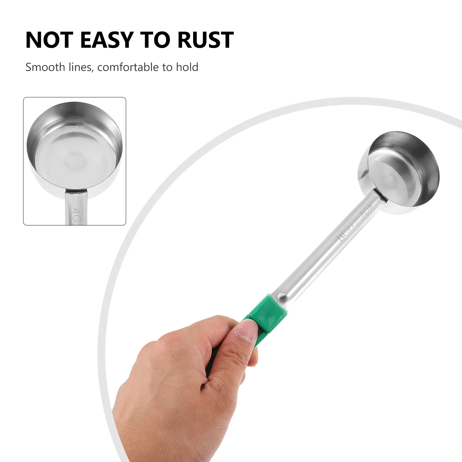 Angoily Portion Control Ladle Spoon Measuring Serving 4 Oz Stainless Steel (Green Handle)