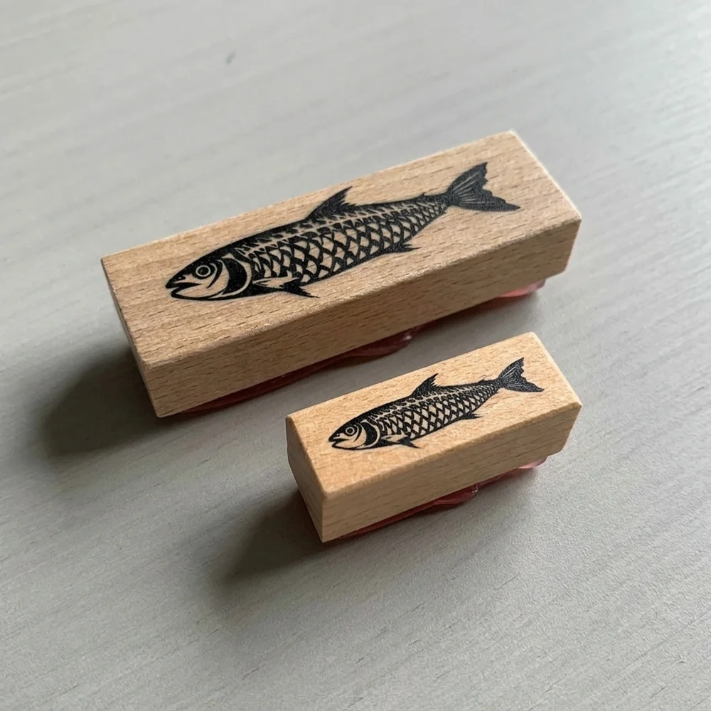 Sardinen-Stempel aus Holz, geeignet für Journaling, Malen, DIY – Detail 3