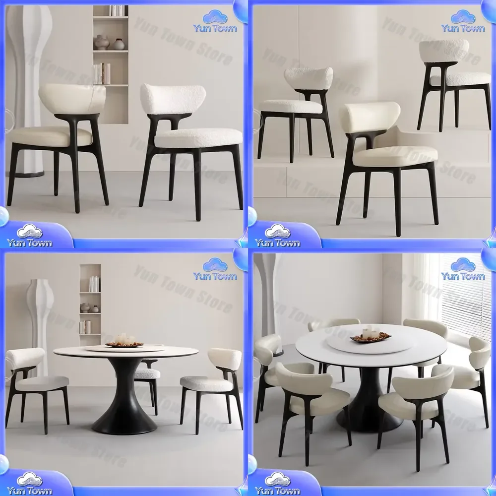 Spherical Chair for Modern Bedroom Dining Room Living Room Villa Hotel Upholstered in White Velvet Fabric with Solid Wood