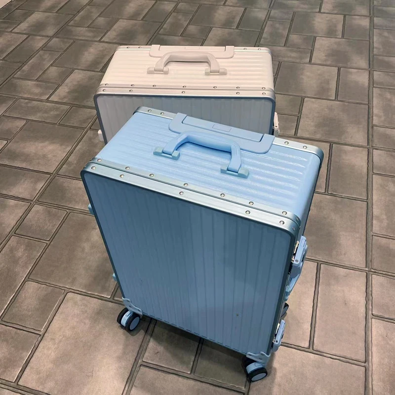 Brand Fashion Luggage Japanese style  20/24/28 inch ins mute wheel boarding travel suitcase aluminum frame trolley luggage