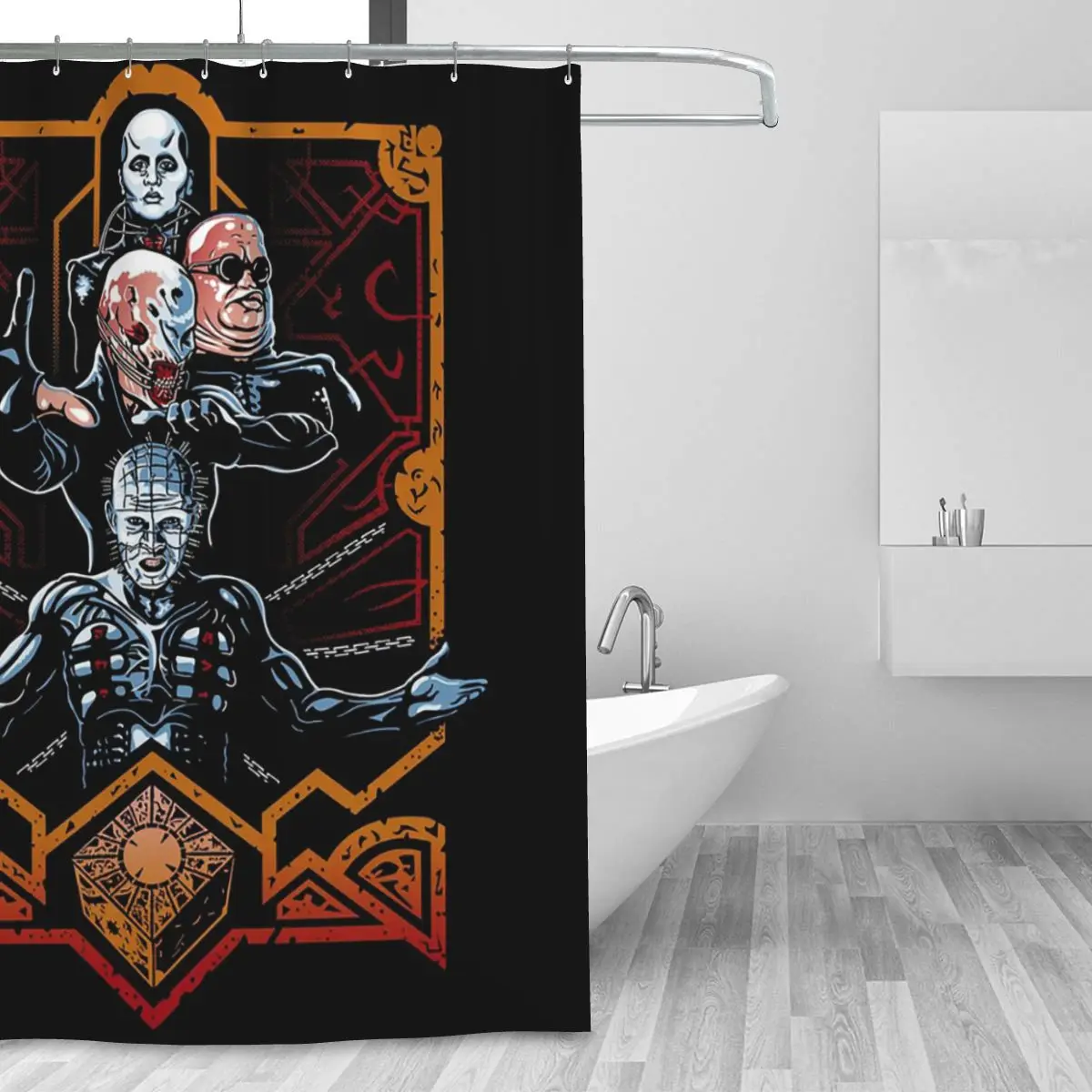 Pin.head Hell.raiser Shower Curtain Bathroom Polyester Waterproof Bath Curtains with Hooks
