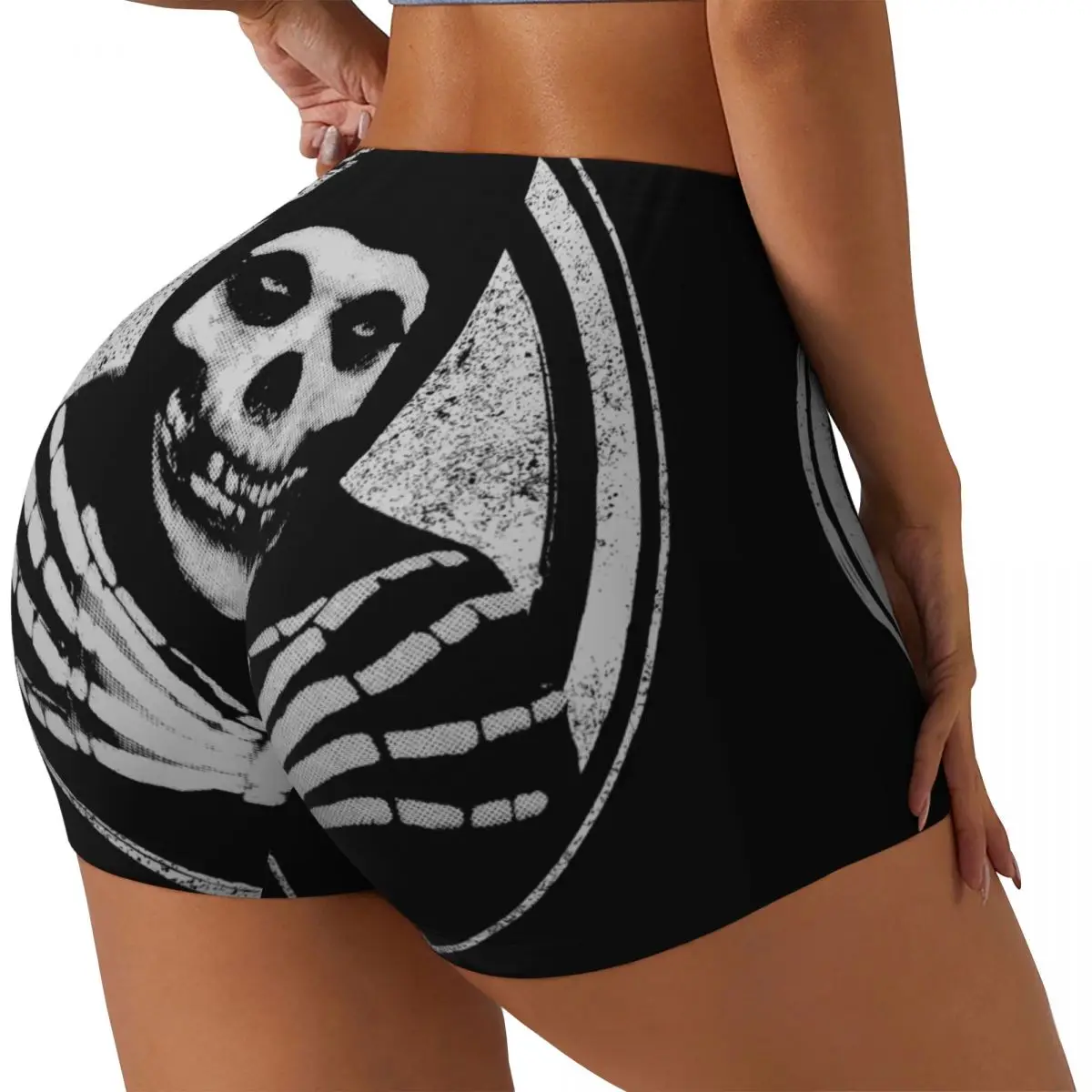 Custom Women's Punk Rock Band Misfits Workout Yoga Shorts Gym Athletic Biker Running Shorts