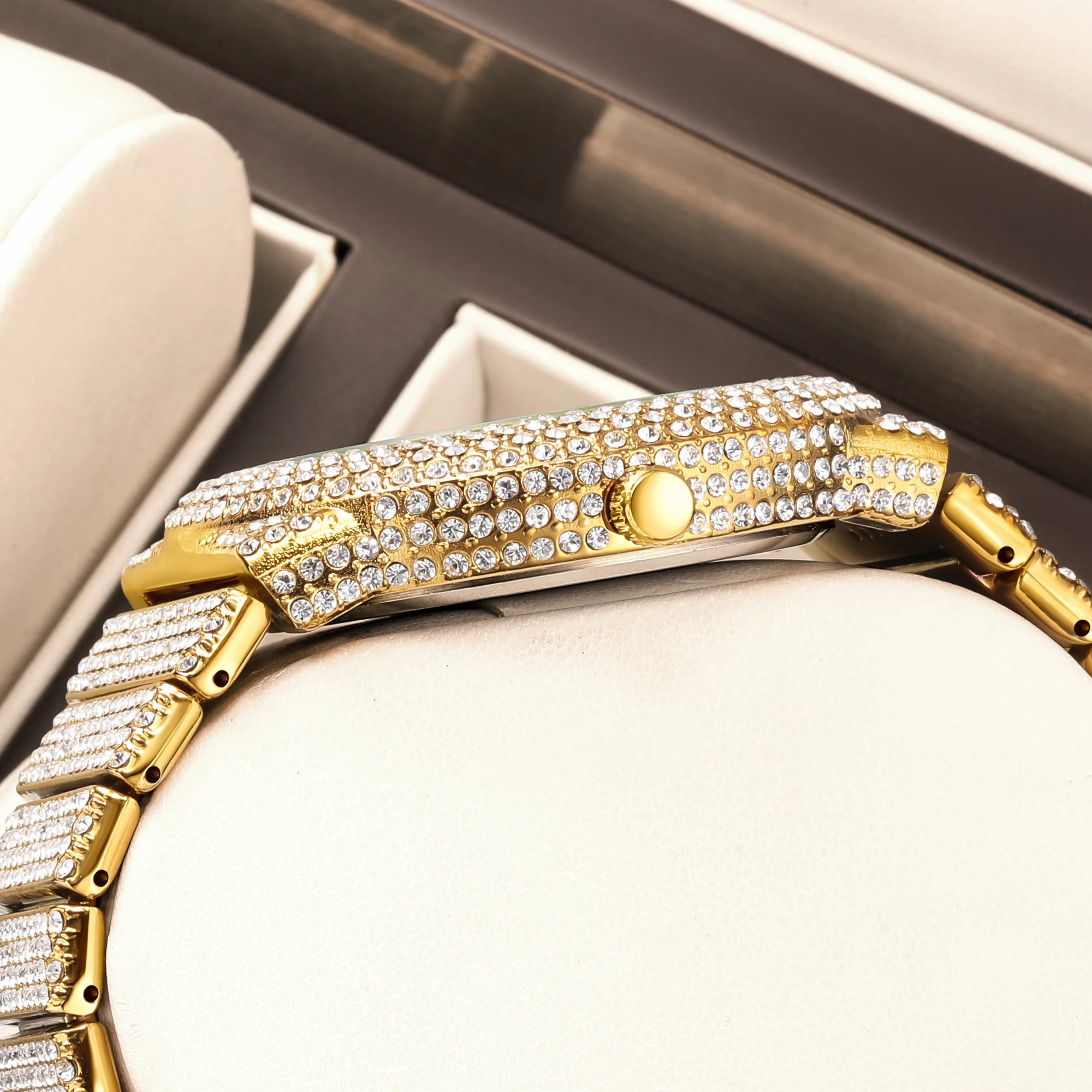 YaLaLuSi brand fashion dazzling couple quartz watch simple retro round dial new luxury gold watch gift box couples gift