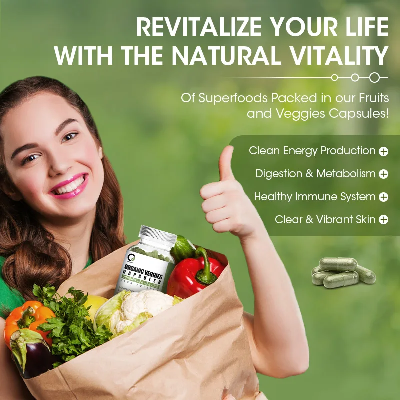 Veggies Supplements Whole Food Natural Balance High Fiber Supplement for Immunity, Gut & Energy Suitable for Whole Family