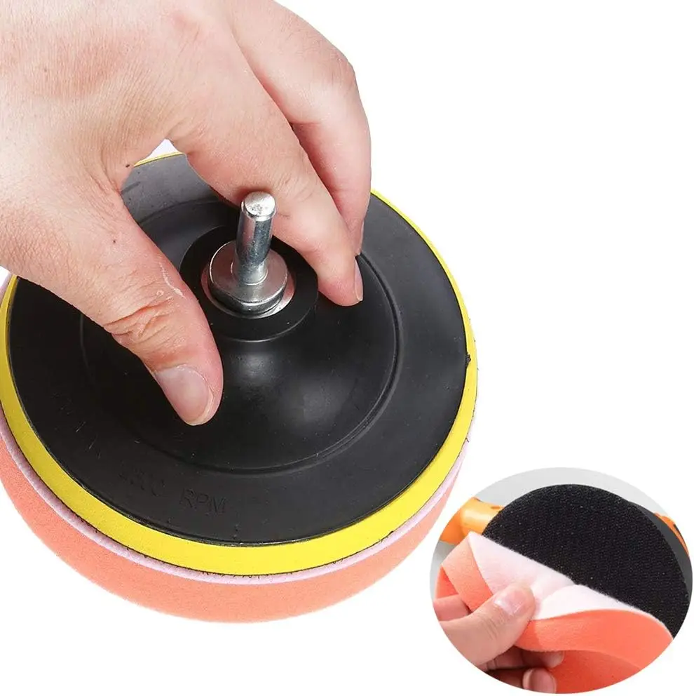 5 Piece Car Orange Flat Polishing Pads 3''4''5''6'' Hook and Loop for Car Polisher Waxing Auto Beauty Paint Care Accessories