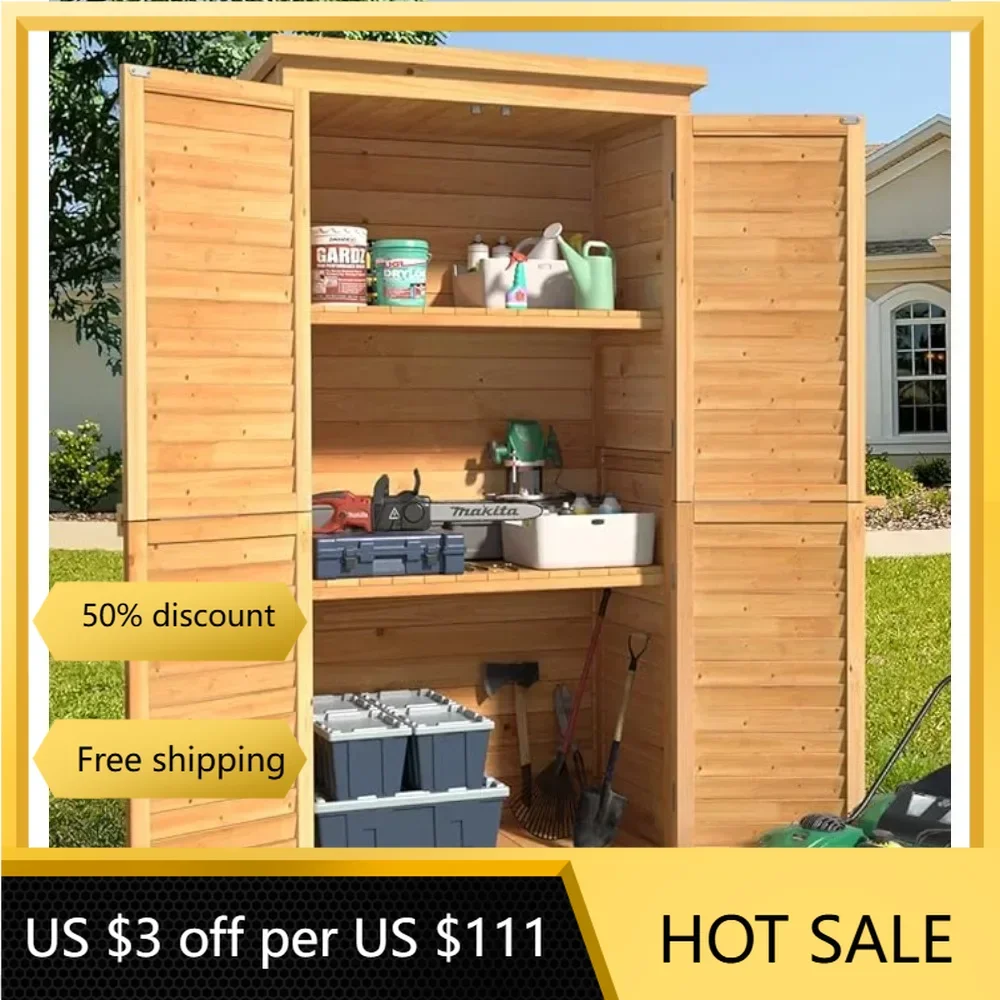 Double Lockable Wooden Garden Shed With Waterproof Roof Ready House for Housing Container Mobile House Outdoor Wardrobe Garden