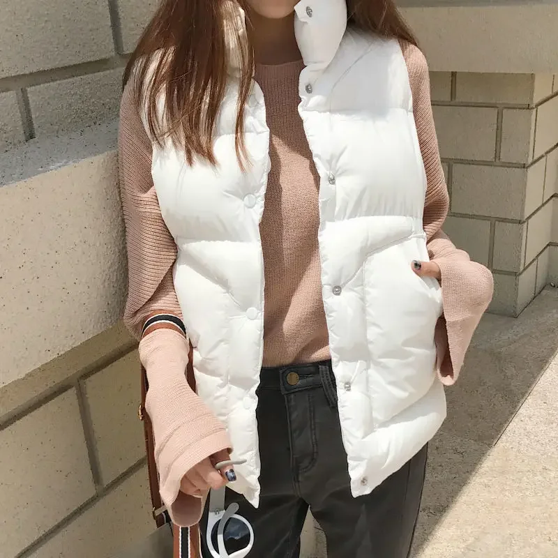 

Jacket Vest Loose Cotton Women's Short Autumn Winter Vest Coat Chaleco Mujer