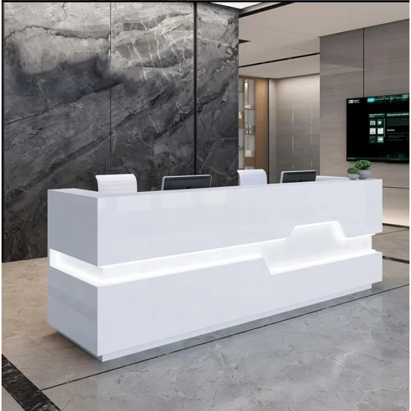 

Customize.Hot Popular Custom Office Reception Desk Unique Solid Surface Partition with MDF Material Furniture Design Front C
