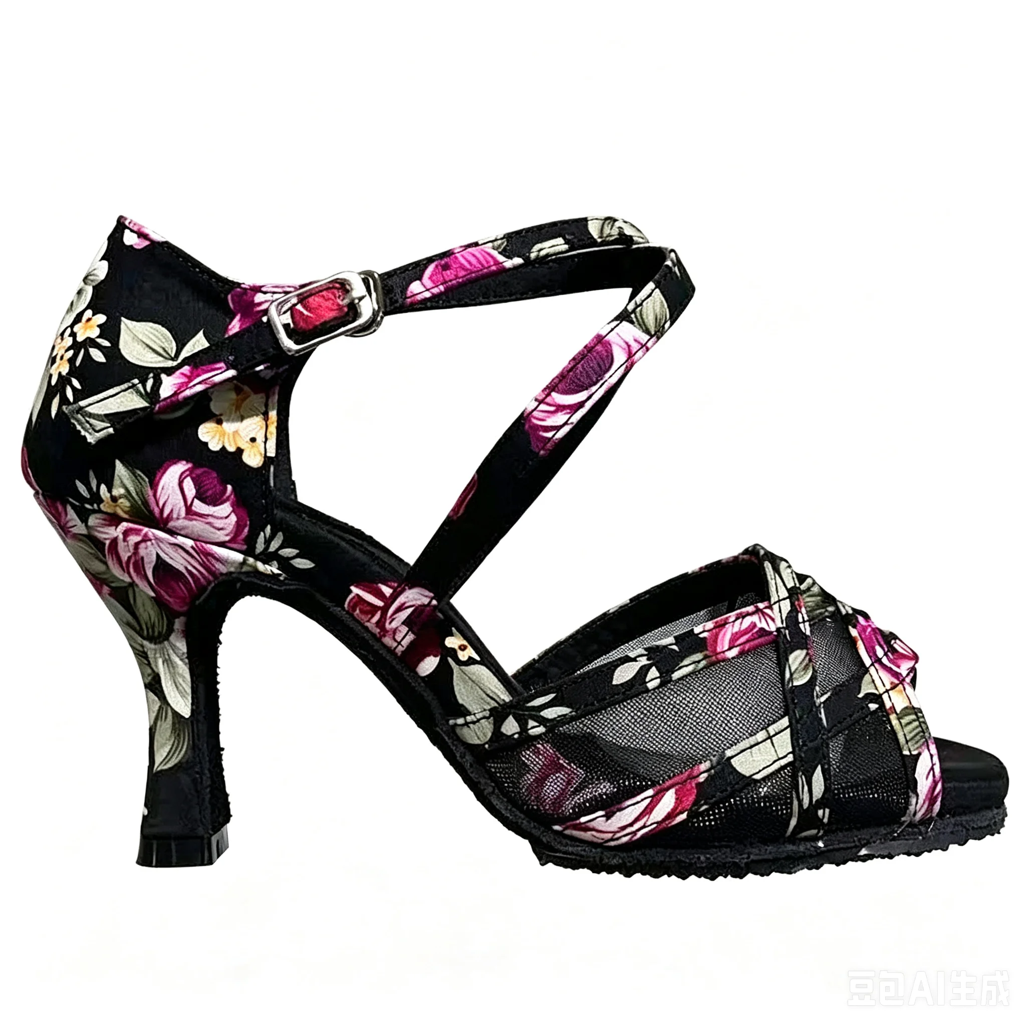 Women Shoes Latin Dance Shoes Middle Heel Cross Strap Follower Design Satin with Mesh New Fashion 2021 JuseDanc