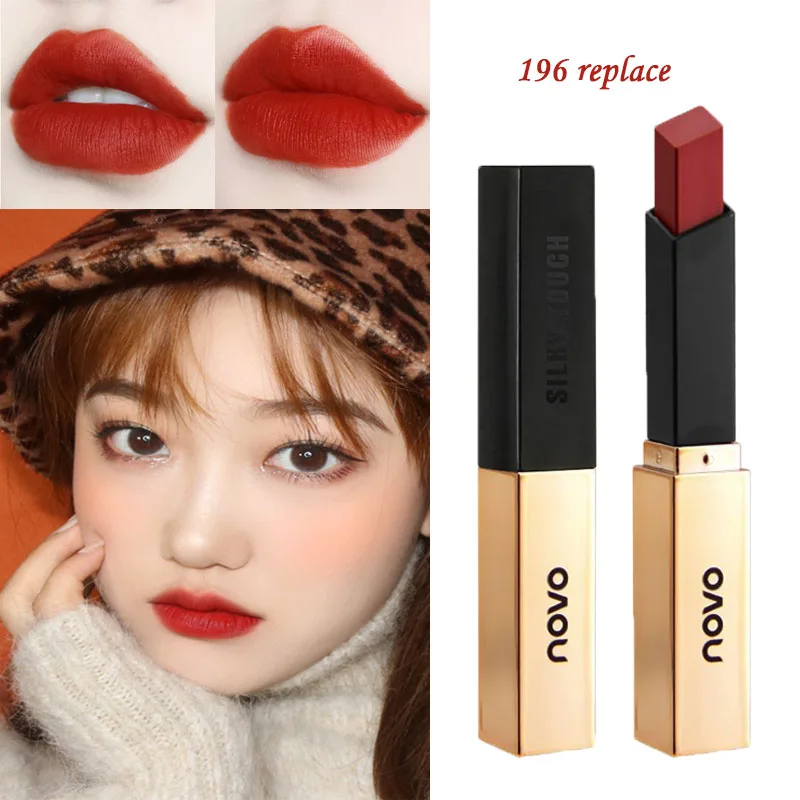 NOVO Mist Velvet Thin Tube Small Gold Bar 196/420/316Replace Lipstick Moisturizing Longlasting Matte Lip Gloss Wholesale Makeups