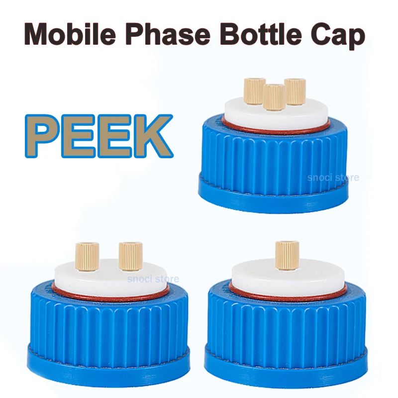 Mobile phase solvent bottle cap GL45 with PEEK connector HPLC solvent bottle cap mobile phase bottle1/2/3/4-holes,1Piece