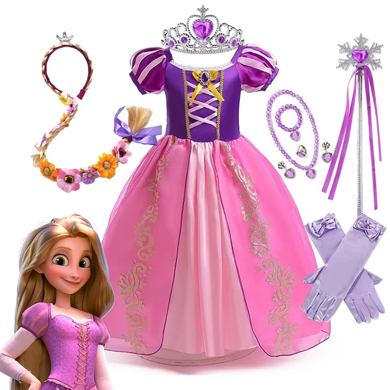 

Disney Rapunzel Princess Dress Girls Cosplay Movie Tangled Children Halloween Birthday Party Vestido Kids Birthday Costume 2-10Y