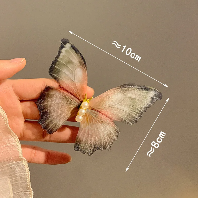 Double Layer Tulle Butterfly Hair Clip for Women Girls Wedding Head Clip Hairpin Hairgrips Decoration Hair Accessories Wholesale