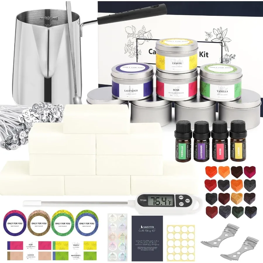 

Набор для изготовления свечей Полный набор для изготовления свечей для взрослых DIY Стартовый набор принадлежностей для изготовления соевых свечей DIY Наборы для рукоделия Идеально