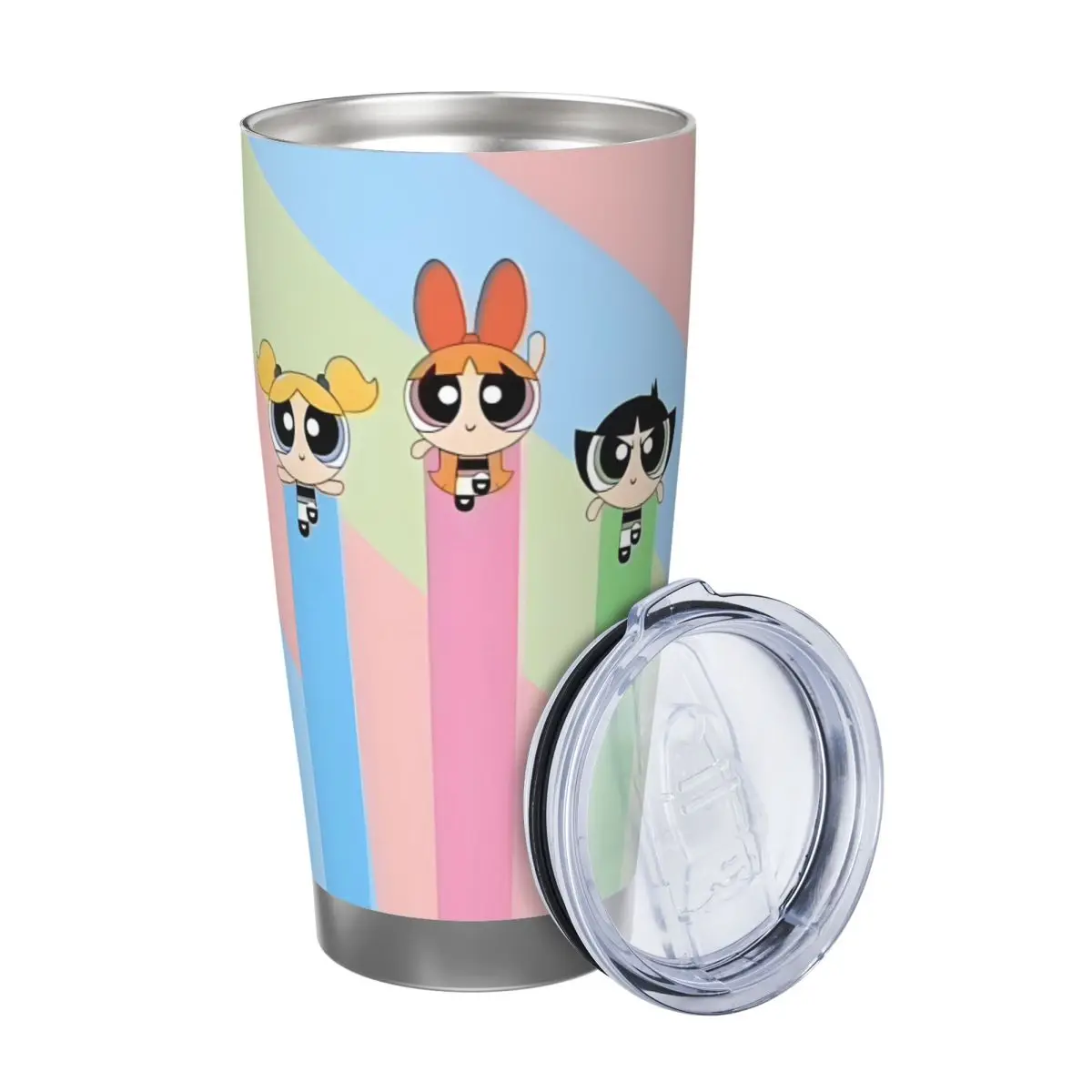The-Powerpuff-Girls 20oz Stainless Steel Car Mug Straw Thermal Iced Travel Cup Vacuum Insulated Coffee Hot Cup