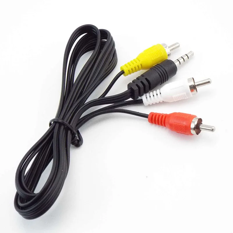 Nowy 3.5mm Jack do 3 RCA męski kabel AV Audio wideo AUX Stereo przewód standardowy konwerter do głośnika TV, pudełko odtwarzacz CD DVD E