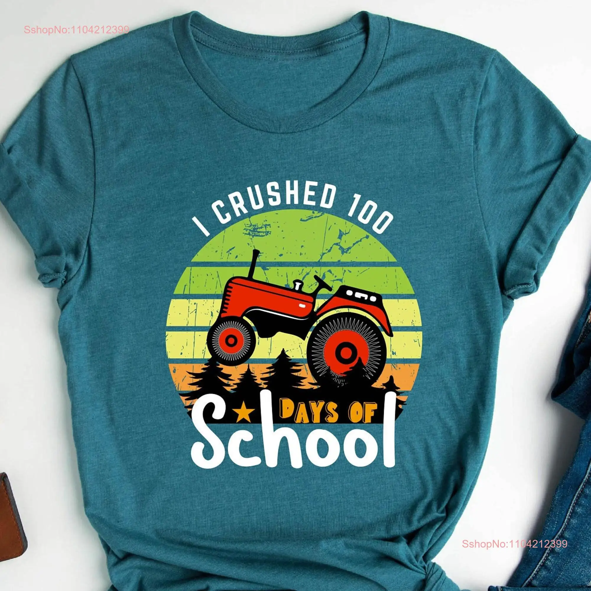 I Crushed 100 Days Of School T Shirt Teacher Girls 100th Day Kindergarten long or short sleeves