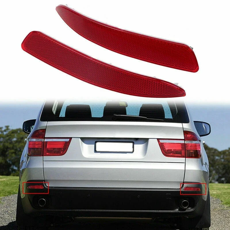 Pair Left&Right Reflective Strips For BMW E70 X5 2007 2008 2009 2010-2013 Rear Bumper Reflective Strips 63217158949 63217158950