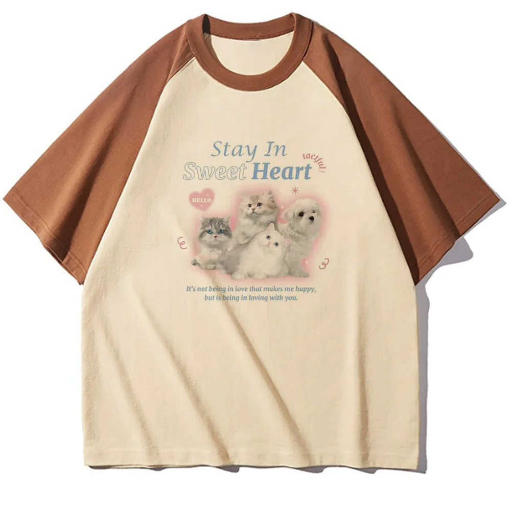 T-shirt Kitten Cat Neko, streetwear confortable des années 80, esthétique Kawaii, anime pastel, psychédélique, esthétique classique des années 2000