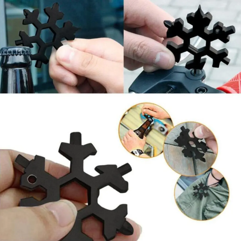 2024 New Snow Keychain Tools Combination Stainless Steel Snow Shape Outdoor Portable Snowflake Multi-tool Wrenches Fast shipping