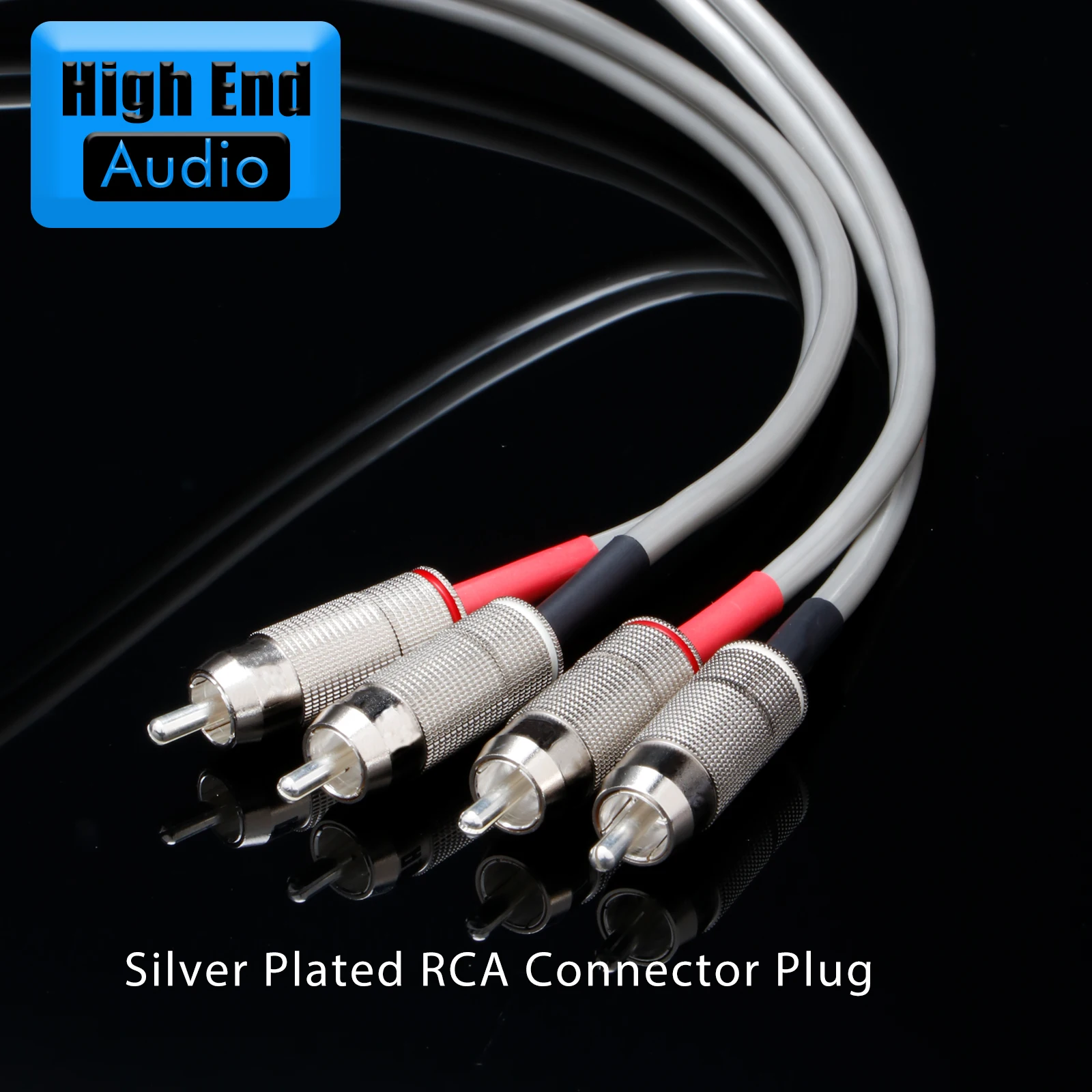 Preffair HIFI RCA Audio Cable OCC Silver-plated 2RCA to 2RCA Audio Cable with Rhodium Plated connector For CD Amplifier